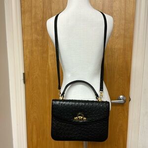 Adori Crossover Ostridge Leather Purse Black